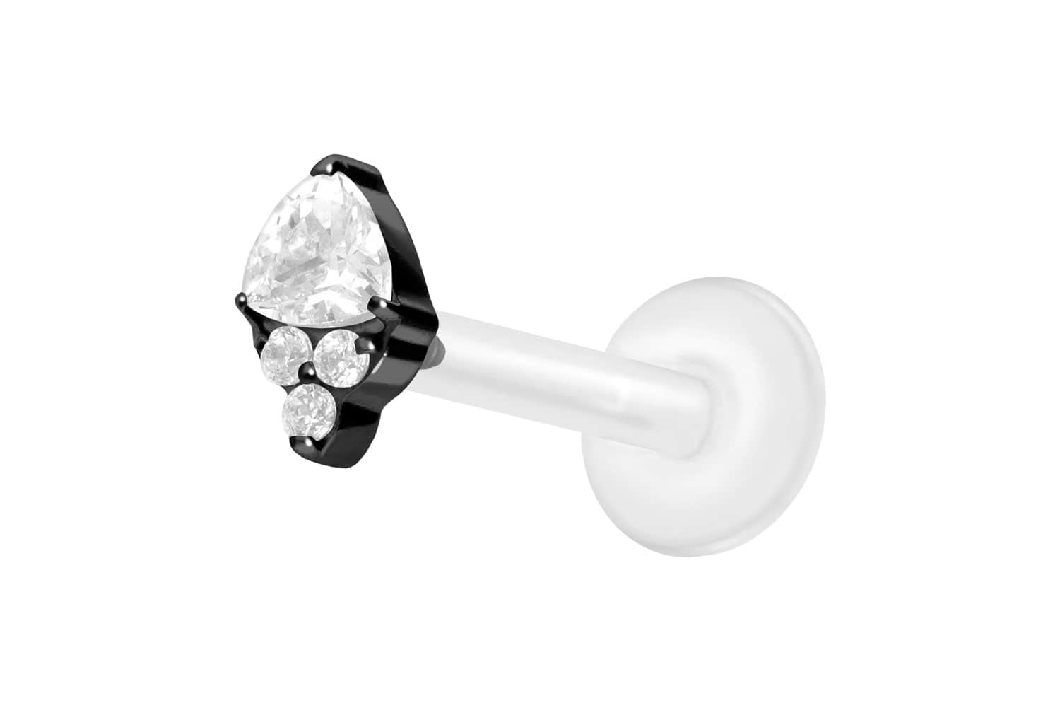PTFE Labret Piercing mit Innengewinde + Titan-Aufsatz EINGEFASSTE KRISTALLE